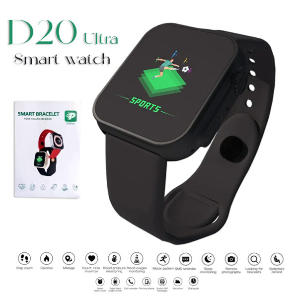 D20 BRACELET HEART RATE, BLOOD PRESSURE, AND BLUETOOTH  MONITOR BLACK